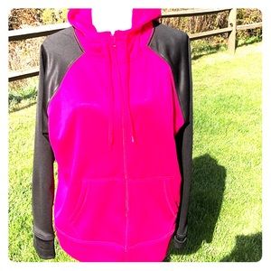Danskin Hot Pink and Black Zip Up Jacket. Size XL